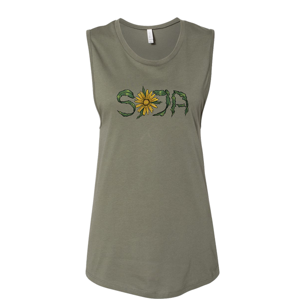 Women's Sunflower Muscle Tank (Green)