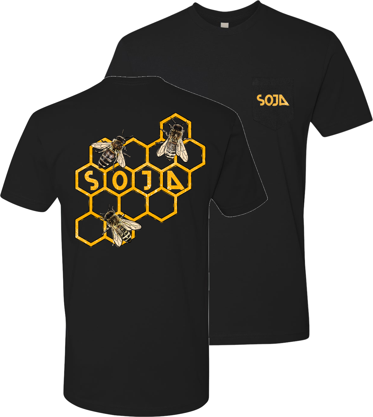 Bee Pocket Tee (Black) [Medium & Large Only]