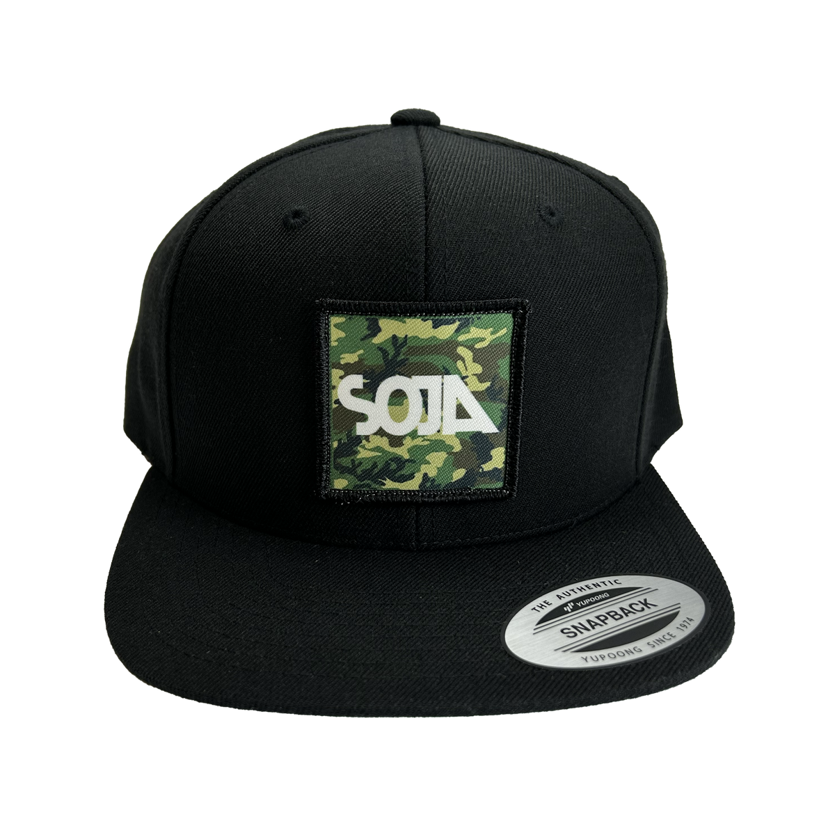 Camo Patch Snapback Hat (Black)