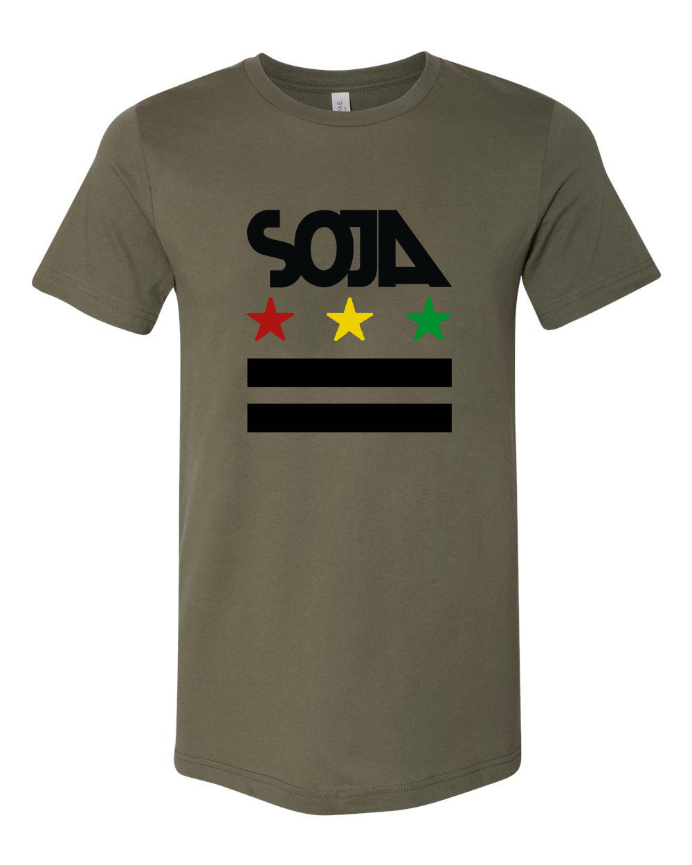 Stars & Stripes Tee [Rasta/Black Print] (Heather Military Green)