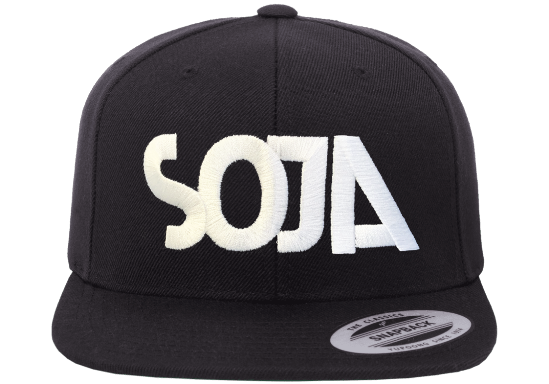 SOJA Black Logo Snapback (Flat Embroidery)